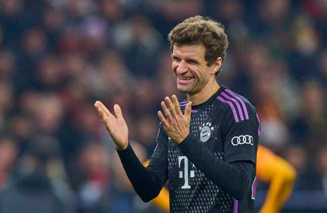 Thomas MUELLER, MÜLLER, FCB 25 in the group stage match FC BAYERN MUENCHEN - GALATASARAY ISTANBUL 2-1 of football UEFA Champions League in season 2023 2024 in Munich, Nov 8, 2023. Gruppenphase, GALA, FCB