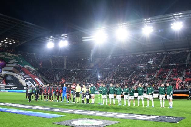 Presentation - Line up - FOOTBALL : Rennes vs Panathinaikos - Ligue Europa - 09 11 2023 FedericoPestellini Panoramic 