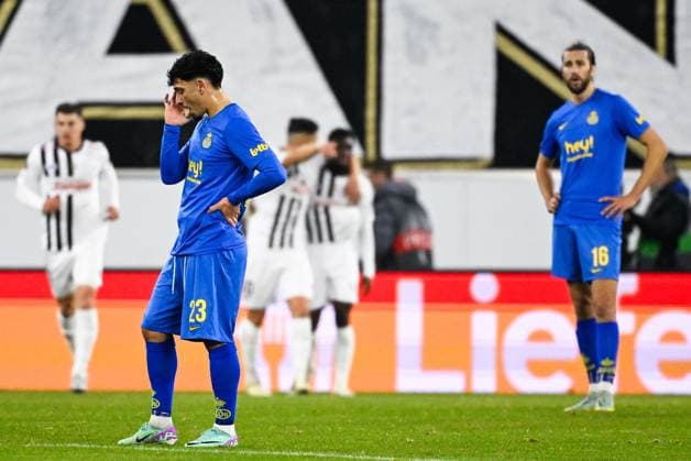 Union s Cameron Puertas Castro and Union s Christian Burgess look dejected during a soccer game between Austrian Linzer Athletik Klub (LASK) and Belgian Royale Union Saint Gilloise in Linz, Austria, on Thursday 09 November 2023, on day 4 in the group phase of the UEFA Europa League competition, in group E. LAURIExDIEFFEMBACQ  x79649266x