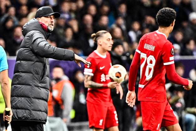 Jurgen Klopp (lfc) FOOTBALL : Toulouse vs Liverpool - Match 4 Phase de Groupe de la Ligue Europa - Toulouse - 09-11-2023 ThierryBreton Panoramic 