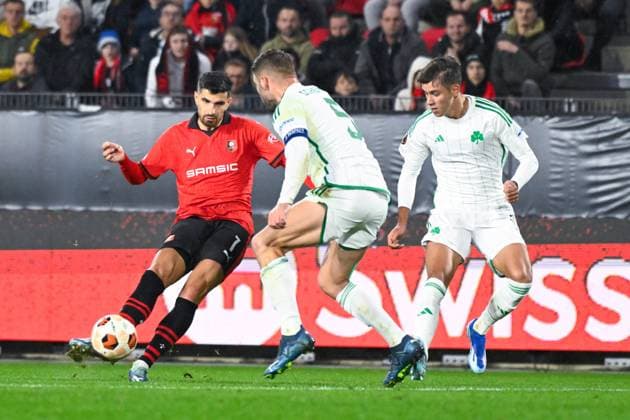 Martin Terrier ( 7 - Rennes ) - FOOTBALL : Rennes vs Panathinaikos - Ligue Europa - 09 11 2023 FedericoPestellini Panoramic 