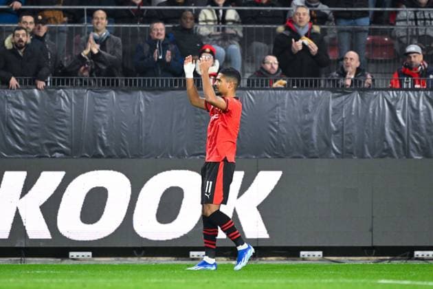 Attitude - Joie de Ludovic BLAS ( 11 - Rennes ) - FOOTBALL : Rennes vs Panathinaikos - Ligue Europa - 09 11 2023 FedericoPestellini Panoramic 