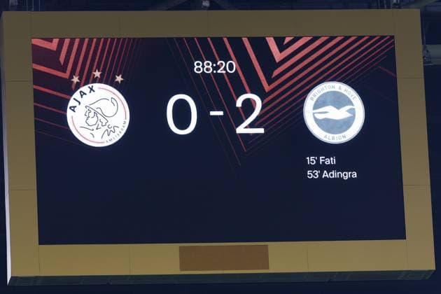 AMSTERDAM, 09-11-2023 JohanCruyff Arena, Europa League Football season 2023 2024. Final score 0-2 during the match between Ajax and Brighton & Hove Albion Ajax - Brighton  x23103551x Copyright: