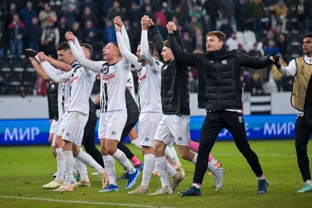 SOCCER - UEFA EL, LASK vs Saint-Gilloise LINZ,AUSTRIA,09.NOV.23 - SOCCER - UEFA Europa League, group stage, Linzer ASK vs Royale Union Saint-Gilloise. Image shows the rejoicing of LASK.  GEPAxpictures xChristianxMoser