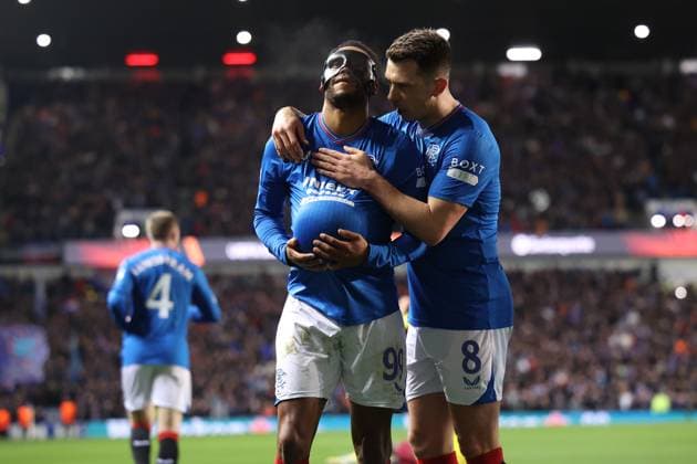 Rangers v Sparta Prague Europa League 09 11 2023. GOAL 1-0 Danilo of Rangers scores and celebrates with Ryan Jack of Rangers during the Europa League match between Rangers and Sparta Prague at Ibrox, Glasgow, Scotland on 9 November 2023. Glasgow Ibrox Lanarkshire Scotland Editorial use only , Copyright: xPaulxPhelanx PSI-18386-0018