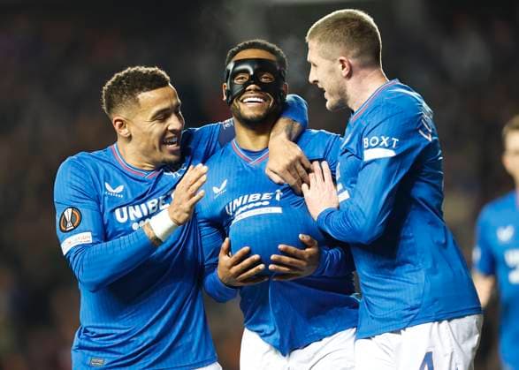 Rangers v AC Sparta Prague UEFA Europa League Danilo of Rangers (middle) celebrates scoring his teams first goal during the UEFA Europa League Group C match at Ibrox Stadium, Glasgow Copyright: xFredxPalmerx FIL-19227-0012 UK Newspapers OUT