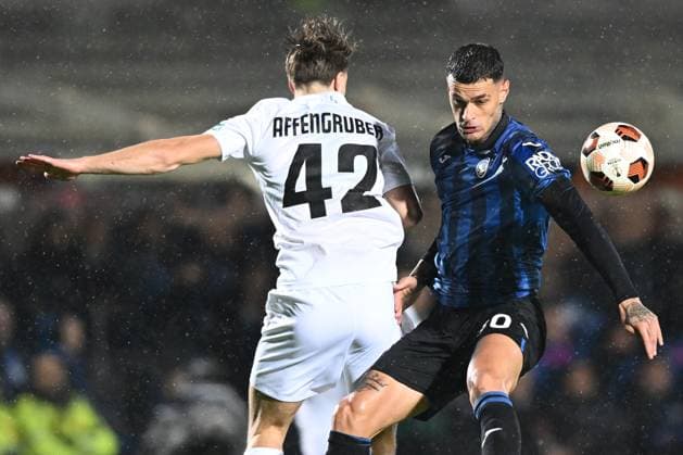 Db Bergamo 09 11 2023 - Europa League Atalanta-Sturm Graz foto Daniele Buffa Image nella foto: Gianluca Scamacca-David Affengruber 