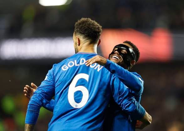 Rangers v AC Sparta Prague UEFA Europa League Danilo of Rangers (right) celebrates scoring his teams first goal with Connor Goldson of Rangers during the UEFA Europa League Group C match at Ibrox Stadium, Glasgow Copyright: xFredxPalmerx FIL-19227-0036 UK Newspapers OUT