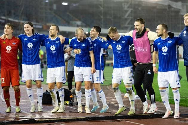 231109 Players of Molde celebrate after the UEFA Europa League football match between BK Häcken and Molde on November 9, 2023 in Göteborg Photo Michael Erichsen BILDBYRAN COP 89 MI0570 football soccer football uefa europa league bk häcken molde bbeng jubel  Copyright: MICHAELxERICHSEN BB231109MI066