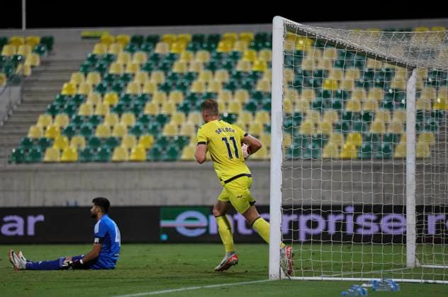 Cyprus Soccer Europa League Villarreal s Alexander Sorloth retrieves the ball from the goal after scoring a goal against Maccabi during the Europa League Group F football match between Maccabi Haifa and Villarreal at AEK Arena in Larnaca. Cyprus, Thursday, November 9, 2023 Larnaca Cyprus  Copyright: xDanilxShamkinx originalFilename:shamkin-notitle231109_npJzC.jpg