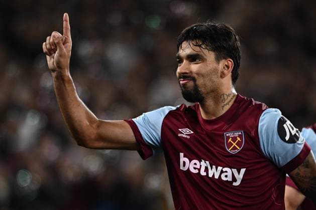 LONDON, ENGLAND - NOVEMBER 9: Lucas Paqueta of West Ham United celebrates after scoring a goal during the UEFA Europa League match between West Ham United FC and Olympiacos FC at London Stadium on November 9, 2023 in London, England. Photo by Sebastian Frej West Ham United FC v Olympiacos FC: Group A - UEFA Europa League 2023 24 Copyright: xSebastianxFrejx