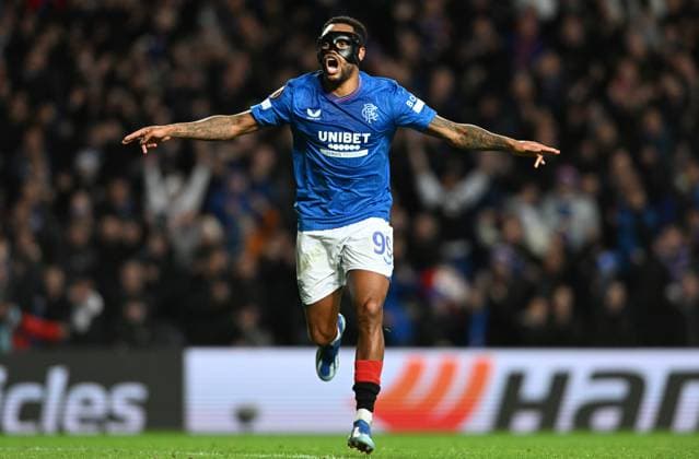 Glasgow, Scotland, 9th November 2023. Danilo of Rangers celebrates scoring during the UEFA Europa League match at Ibrox Stadium, Glasgow. Picture credit should read: Neil Hanna Sportimage EDITORIAL USE ONLY. No use with unauthorised audio, video, data, fixture lists, club league logos or live services. Online in-match use limited to 120 images, no video emulation. No use in betting, games or single club league player publications. SPI-2721-0074