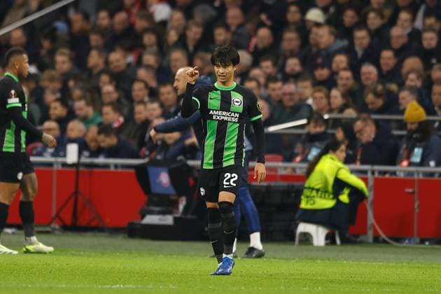 Kaoru Mitoma (Brighton), NOVEMBER 9, 2023 - Football Soccer : UEFA Europa League group B matchday4 between Sporting AFC Ajax 0-2 Brighton & Hove Albion FC at the Johan Cruijff ArenA in Amsterdam, Netherlands. Noxthirdxpartyxsales  (235180303)
