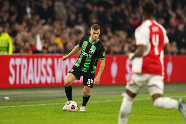 Joel Veltman (Brighton), NOVEMBER 9, 2023 - Football Soccer : UEFA Europa League group B matchday4 between Sporting AFC Ajax 0-2 Brighton & Hove Albion FC at the Johan Cruijff ArenA in Amsterdam, Netherlands. Noxthirdxpartyxsales  (235180414)