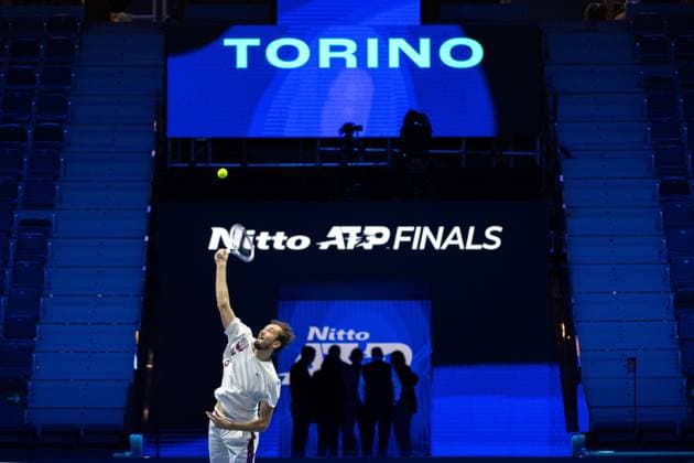 Foto Marco Alpozzi LaPresse 10 Novembre 2023 Torino - Italia - - Tennis Nitto ATP, Tennis Herren Finals - Practice Medvedev vs Rune Nella foto: Daniil Medvedev (Russia) November 10, 2023 Turin - Italy - Sport - Tennis Nitto ATP Finals - Practice Medvedev vs Rune In the pic: Daniil Medvedev (Russia)  Copyright: xMarcoxAlpozzi LaPressex