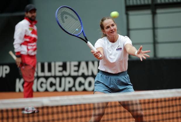 TENNIS - Billie Jean King Cup, AUT vs MEX SCHWECHAT,AUSTRIA,11.NOV.23 - TENNIS - Billie Jean King Cup, play off, Austria vs Mexico. Image shows Melanie Klaffner (AUT).  GEPAxpictures xWalterxLuger