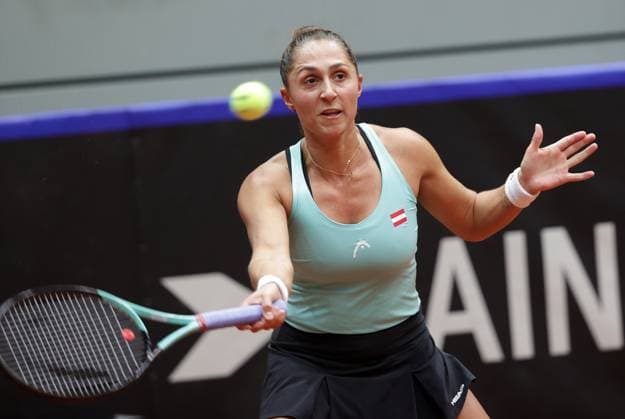 TENNIS - Billie Jean King Cup, AUT vs MEX SCHWECHAT,AUSTRIA,11.NOV.23 - TENNIS - Billie Jean King Cup, play off, Austria vs Mexico. Image shows Tamira Paszek (AUT).  GEPAxpictures xWalterxLuger