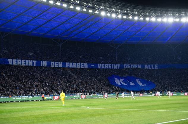 Soccer, Men, Season 2023 2024, 2 Bundesliga 13 Matchday , Hertha BSC Karlsruher SC, banner and logo of KSC, 11 11 2023, Copyright: xSebastianxRäppold MatthiasxKochx