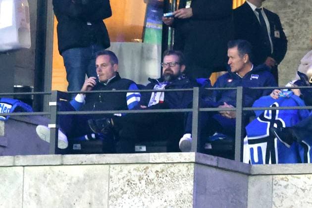 DEU, DFL, 2 FBL, Hertha BSC vs Karlsruher SC, 11 11 2023, Berliner Olympiastadion, Berlin, DEU, DFL, 2 FBL, Hertha BSC vs Karlsruher SC, im Bild Praesident Kay Bernstein Hertha BSC Berlin , Fabian Drescher Hertha BSC,Vize Praesident , Thomas Herrich Hertha Geschaeftsleitung DFL regulations prohibit any use of Photographs as image sequences and or quasi video Foto Juergen Engler nordphoto GmbH nordphotoxGmbHx xEngler nph00076