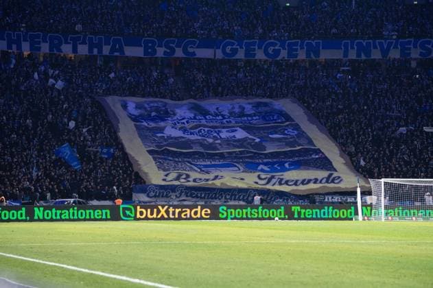 Soccer, Men, Season 2023 2024, 2 Bundesliga 13 Matchday , Hertha BSC Karlsruher SC, Fans of Hertha with Choreo, 11 11 2023, Copyright: xSebastianxRäppold MatthiasxKochx