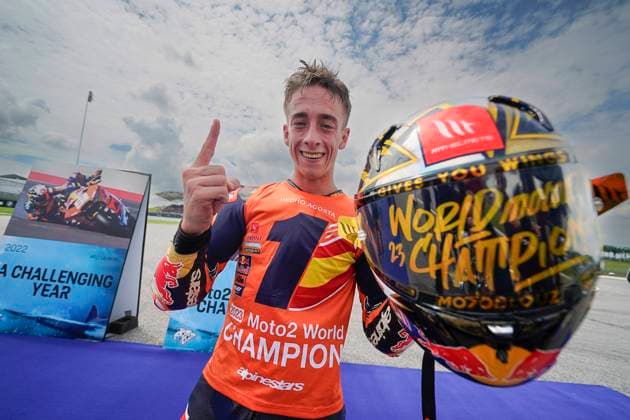 Pedro Acosta is the new Moto2 champion at Petronas Grand Prix of Malaysia of MotoGP at Sepang Circuit November 12 2023 In picture Pedro Acosta Pedro Acosta is the new Moto2 champion at Petronas Grand Prix of Malaysia of MotoGP at Sepang International Circuit November 12 2023 POOL MotoGP com Cordon Press Images will be for editorial use only Mandatory credit MotoGP com Cordon Press Cordon Press