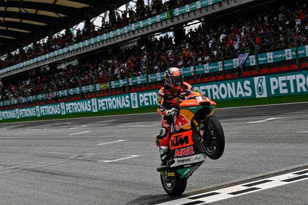 Pedro Acosta is the new Moto2 champion at Petronas Grand Prix of Malaysia of MotoGP at Sepang Circuit November 12 2023 In picture Pedro Acosta Pedro Acosta is the new Moto2 champion at Petronas Grand Prix of Malaysia of MotoGP at Sepang International Circuit November 12 2023 POOL MotoGP com Cordon Press Images will be for editorial use only Mandatory credit MotoGP com Cordon Press Cordon Press