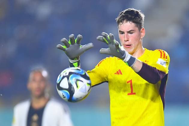 RECORD DATE NOT STATED FIFA U-17 World Cup Indonesia 2023 Mexico 1-3 Germany Max Schmitt of Germany during the game Mexico vs Germany, corresponding to Group F of the FIFA U-17 World Cup Indonesia 2023, at Si Jalak Harupat Stadium, on November 12, 2023. <br><br> Max Schmitt de Alemania durante el partido Mexico vs Alemania, correspondiente al Grupo F de la Copa Mundial de la FIFA Sub-17 Indonesia 2023, en el Estadio Si Jalak Harupat Stadium, el 12 de Noviembre de 2023. BANDUNG INDONESIA INDONESIA  Copyright: xAdrianxMaciasx 20231112101349_FWC_U17_GF_MEX_GER_SCHMITT110