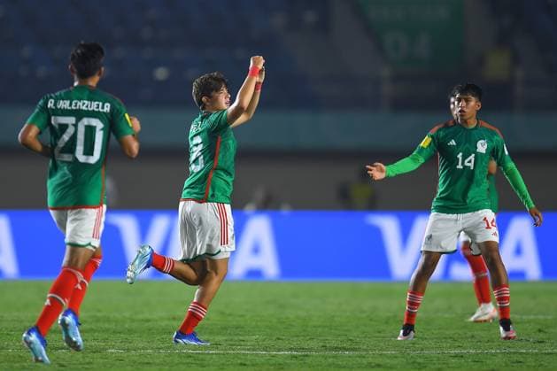 RECORD DATE NOT STATED FIFA U-17 World Cup Indonesia 2023 Mexico 1-3 Germany Tahiel Jimenez celebrate this goal 1-3 f Mexico during the game Mexico vs Germany, corresponding to Group F of the FIFA U-17 World Cup Indonesia 2023, at Si Jalak Harupat Stadium, on November 12, 2023. <br><br> Tahiel Jimenez celebra su gol 1-3 de Mexico durante el partido Mexico vs Alemania, correspondiente al Grupo F de la Copa Mundial de la FIFA Sub-17 Indonesia 2023, en el Estadio Si Jalak Harupat Stadium, el 12 de Noviembre de 2023. BANDUNG INDONESIA INDONESIA  Copyright: xAdrianxMaciasx 20231112102245_FWC_U17_GF_MEX_GER_JIMENEZ135