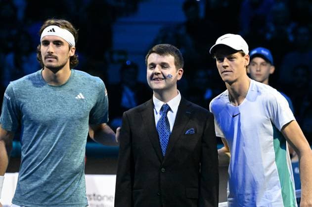 IPP20231112 Tennis: Nitto ATP, Tennis Herren Finals 2023 in Turin, stefanos tsitsipas e jannik sinner (Verwendung nur in Deutschland - GERMANY ONLY) *** IPP20231112 Tennis Nitto ATP Finals 2023 in Turin, stefanos tsitsipas e jannik sinner Use only in Germany GERMANY ONLY 