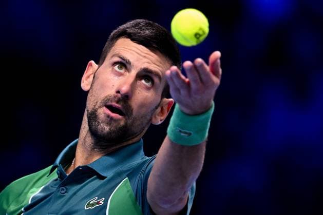 Foto Marco Alpozzi LaPresse 12 Novembre 2023 Torino - Italia - - Tennis Nitto ATP, Tennis Herren Finals - Novak DJOKOVIC (SRB) vs Holger RUNE (DEN) Nella foto: Novak Djokovic (Serbia) November 12, 2023 Turin - Italy - Sport - Tennis Nitto ATP Finals - Novak DJOKOVIC (SRB) vs Holger RUNE (DEN) In the pic: Novak Djokovic (Serbia)  Copyright: xMarcoxAlpozzi LaPressex