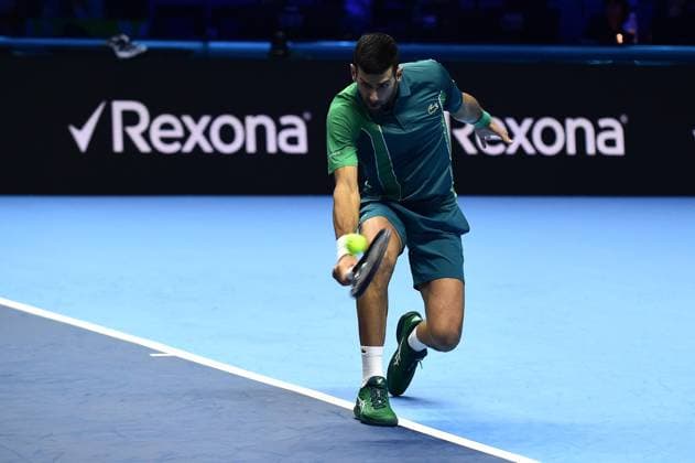 IPP20231112 Tennis: Nitto ATP, Tennis Herren Finals 2023 in Turin, novak djokovic (Verwendung nur in Deutschland - GERMANY ONLY) *** IPP20231112 Tennis Nitto ATP Finals 2023 in Turin, novak djokovic Use only in Germany GERMANY ONLY 