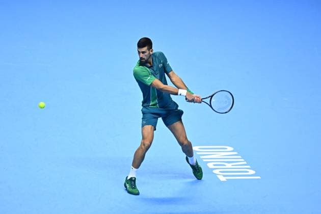 Nitto ATP, Tennis Herren Finals - Turin Novak Djokovic (SRB) during his first round match at the 2023 Nitto ATP Finals in Turin, Italy on November 13, 2023. Photo by Corinne Dubreuil ABACAPRESS.COM Turin Italy  Copyright: xDubreuilxCorinne ABACAx