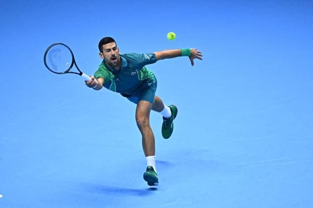 Nitto ATP, Tennis Herren Finals - Turin Novak Djokovic (SRB) during his first round match at the 2023 Nitto ATP Finals in Turin, Italy on November 13, 2023. Photo by Corinne Dubreuil ABACAPRESS.COM Turin Italy  Copyright: xDubreuilxCorinne ABACAx