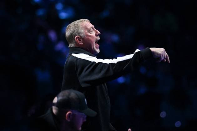 Nitto ATP, Tennis Herren Finals - Turin Holger Rune s new coach Boris Becker during his first round match at the 2023 Nitto ATP Finals in Turin, Italy on November 13, 2023. Photo by Corinne Dubreuil ABACAPRESS.COM Turin Italy  Copyright: xDubreuilxCorinne ABACAx