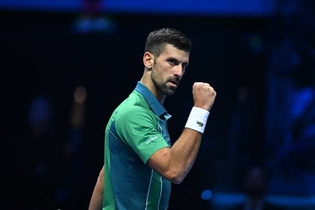 Nitto ATP, Tennis Herren Finals - Turin Novak Djokovic (SRB) during his first round match at the 2023 Nitto ATP Finals in Turin, Italy on November 13, 2023. Photo by Corinne Dubreuil ABACAPRESS.COM Turin Italy  Copyright: xDubreuilxCorinne ABACAx