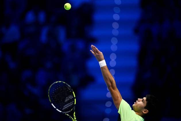Foto Marco Alpozzi LaPresse 13 Novembre 2023 Torino - Italia - - Tennis Nitto ATP, Tennis Herren Finals - Carlos ALCARAZ (ESP) vs Alexander ZVEREV (GER) Nella foto: Carlos Alcaraz (Spain) November 13, 2023 Turin - Italy - Sport - Tennis Nitto ATP Finals - Carlos ALCARAZ (ESP) vs Alexander ZVEREV (GER) In the pic: Carlos Alcaraz (Spain)  Copyright: xMarcoxAlpozzi LaPressex