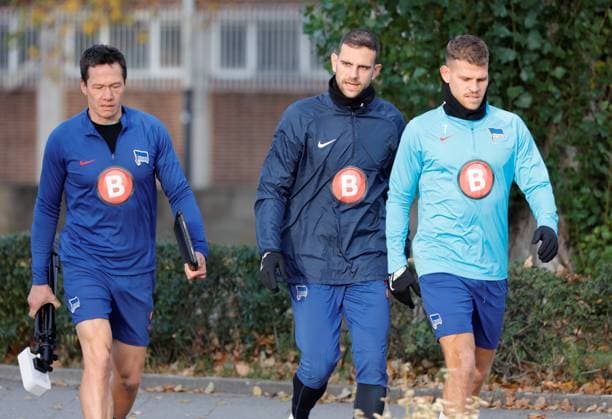Germany, Berlin, Sportpark, GER, 2 FBL, Hertha BSC, Season 2023 24, Training, Photo Henrik Kuchno, Athletics coach, Marius Gersbeck, Florian Niederlechner