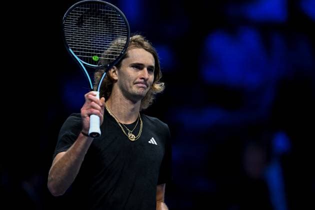 Foto Marco Alpozzi LaPresse 13 Novembre 2023 Torino - Italia - - Tennis Nitto ATP, Tennis Herren Finals - Carlos ALCARAZ (ESP) vs Alexander ZVEREV (GER) Nella foto: Alexander Zverev (Germany) esulta dopo la vittoria November 13, 2023 Turin - Italy - Sport - Tennis Nitto ATP Finals - Carlos ALCARAZ (ESP) vs Alexander ZVEREV (GER) In the pic: Alexander Zverev (Germany) celebrate  Copyright: xMarcoxAlpozzi LaPressex