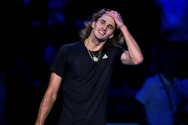 Foto Marco Alpozzi LaPresse 13 Novembre 2023 Torino - Italia - - Tennis Nitto ATP, Tennis Herren Finals - Carlos ALCARAZ (ESP) vs Alexander ZVEREV (GER) Nella foto: Alexander Zverev (Germany) esulta dopo la vittoria November 13, 2023 Turin - Italy - Sport - Tennis Nitto ATP Finals - Carlos ALCARAZ (ESP) vs Alexander ZVEREV (GER) In the pic: Alexander Zverev (Germany) celebrate  Copyright: xMarcoxAlpozzi LaPressex