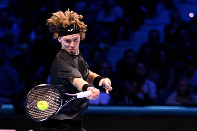 Foto Marco Alpozzi LaPresse 13 Novembre 2023 Torino - Italia - - Tennis Nitto ATP, Tennis Herren Finals - Daniil MEDVEDEV (RUS) vs Andrey RUBLEV (RUS) Nella foto: Andrey Rublev (Russia) November 13, 2023 Turin - Italy - Sport - Tennis Nitto ATP Finals - Daniil MEDVEDEV (RUS) vs Andrey RUBLEV (RUS) In the pic: Andrey Rublev (Russia)  Copyright: xMarcoxAlpozzi LaPressex
