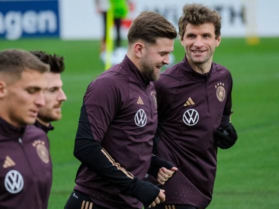 Thomas Mueller Germany and Niclas Fuellkrug Germany , GER, DFB Football National Team Men Training, DFB Campus, 14 11 2023, GER, DFB Football National Team Men Training, DFB Campus, 14 11 2023 Frankfurt Copyright: xEibner-Pressefoto FlorianxWieganx EP_FWD