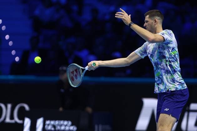 Hubert Hurkacz vs Taylor Fritz Hubert Hurkacz of Poland in action during friendly singles match between Hubert Hurkacz of Poland Taylor Fritz of USA on Day Three of the Nitto ATP, Tennis Herren World Tour Finals. Torino Pala Alpitour Italy Copyright: xMarcoxCanonierox