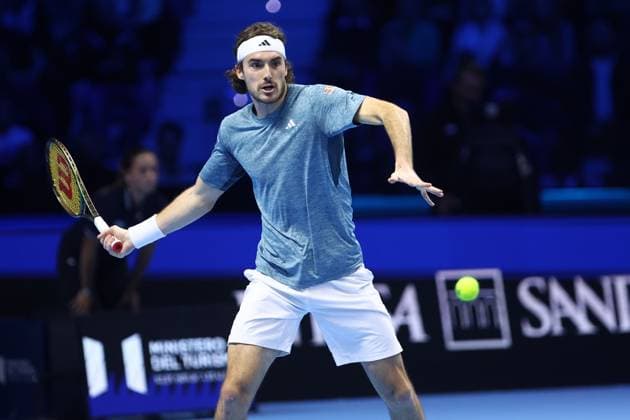 Stefanos Tsitsipas vs Holger Rune Stefanos Tsitsipas of Greece in action during the singles match between Stefanos Tsitsipas of Greece and Holger Rune of Greece on Day three of the Nitto ATP, Tennis Herren World Tour Finals at Pala Alpitour on November 14, 2023 in Turin, Italy Torino Pala Alpitour Italy Copyright: xMarcoxCanonierox