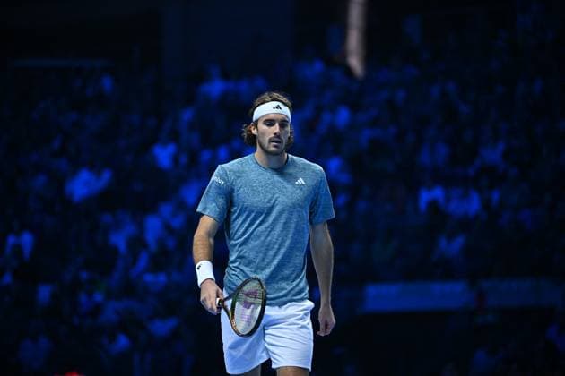 Nitto ATP, Tennis Herren Finals - Turin Stefanos Tsitsipas (GRE) during his second round match at the 2023 Nitto ATP Finals in Turin, Italy, on November 14, 2023. Photo by Corinne Dubreuil ABACAPRESS.COM Turin Italy  Copyright: xDubreuilxCorinne ABACAx