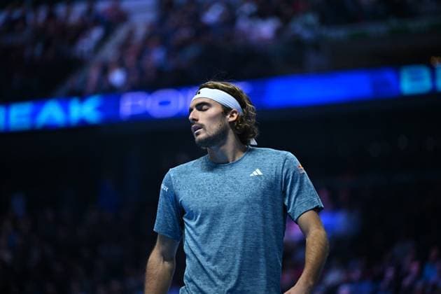 Nitto ATP, Tennis Herren Finals - Turin Stefanos Tsitsipas (GRE) during his second round match at the 2023 Nitto ATP Finals in Turin, Italy, on November 14, 2023. Photo by Corinne Dubreuil ABACAPRESS.COM Turin Italy  Copyright: xDubreuilxCorinne ABACAx