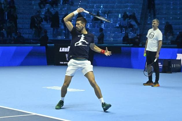 Tennis - Nitto ATP, Tennis Herren Finals Torino 2023 - Entrainement Novak Djokovic avec son equipe - Serbie TENNIS : Nitto Atp Finals Torino 2023 - 14 11 2023 - ChrysleneCaillaud Panoramic 
