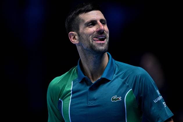 Foto Marco Alpozzi LaPresse 14 Novembre 2023 Torino - Italia - - Tennis Nitto ATP, Tennis Herren Finals - Novak DJOKOVIC (SRB) vs Jannik SINNER (ITA) Nella foto: Novak Djokovic (Serbia) November 14, 2023 Turin - Italy - Sport - Tennis Nitto ATP Finals - Novak DJOKOVIC (SRB) vs Jannik SINNER (ITA) In the pic: Novak Djokovic (Serbia)  Copyright: xMarcoxAlpozzi LaPressex