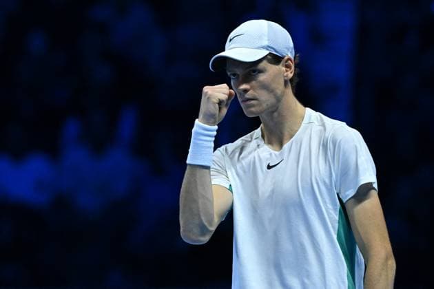 Nitto ATP, Tennis Herren Finals - Turin Jannik Sinner (ITA) during his second round match at the 2023 Nitto ATP Finals in Turin, Italy on November 14, 2023. Photo by Corinne Dubreuil ABACAPRESS.COM Turin Italy  Copyright: xDubreuilxCorinne ABACAx
