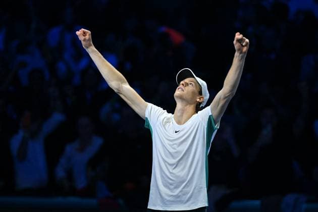 Nitto ATP, Tennis Herren Finals - Turin Jannik Sinner (ITA) during his second round match at the 2023 Nitto ATP Finals in Turin, Italy on November 14, 2023. Photo by Corinne Dubreuil ABACAPRESS.COM Turin Italy  Copyright: xDubreuilxCorinne ABACAx