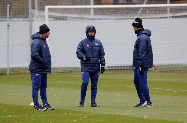 eutschland, Berlin, Sportpark, GER, 2 FBL, Hertha BSC, Saison 2023 24, Training, Photo Pál Dárdai,Coach Hertha BSC, Admir Hamzagic, Co Coach, Tamás Bódog, Co Coach